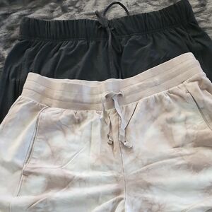 Stylish Black & Tie-Dye Athletic Shorts. 2 Pairs. 13 Inch Long